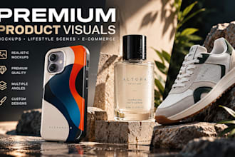 create premium product mockups and ecommerce visuals