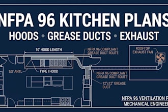 design nfpa 96 commercial kitchen hood grease duct and exhaust ventilation plans