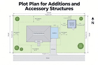plot plan, house addition, garage, shed, setbacks, driveway