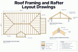 roof framing plans, rafter layout, ridge beam, hips, valleys