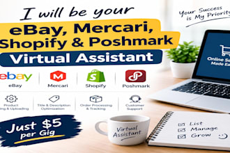 be your ebay, mercari, shopify and poshmark virtual assistant