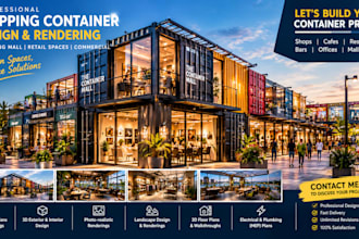 3d shipping container home interior, exterior design home office shopping mall