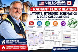 residential radiant floor heating layouts, hydronic schematics load calculatio