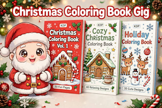 create cute christmas colouring pages for kids kdp books