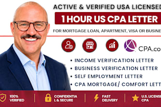 write and sign US CPA letter, CPA verification letter mortgage, comfort letter