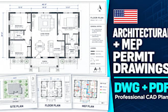 make draft architectural, mep, and construction permit drawings