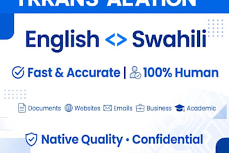 translate english to swahili and swahili to english professionally