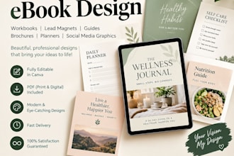 design canva ebook, planner, journal