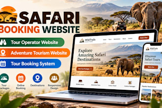 design safari booking website, tour operator website, adventure tourism website