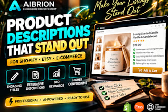 write and optimize shopify and etsy product descriptions
