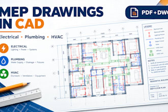 mep drawings for electrical, plumbing and hvac systems in cad