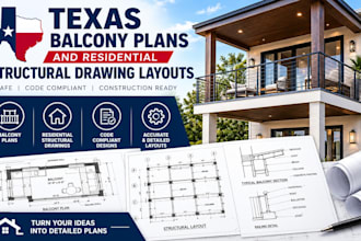 design texas balcony plans and residential structural drawing layouts