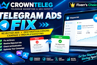 fix telegram ad, resolve telegram ad, fix decline ad, fix ad destination