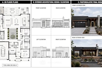 create architectural 2d floor plan, blueprints, mep
