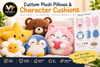 design custom plush pillows and character cushions