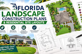 create florida landscape construction plans and residential site layouts