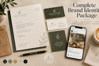 create a minimalist restaurant branding kit with logo and product packaging