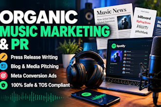 run an organic spotify music marketing campaign and press release pitch