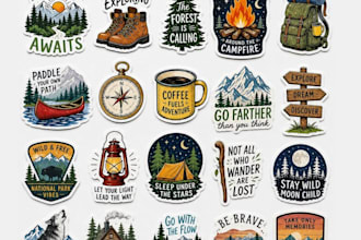 do a vintage outdoor logo, off road, hiking badge, or adventure sticker