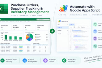create a purchase order, supplier tracking and inventory management spreadsheet