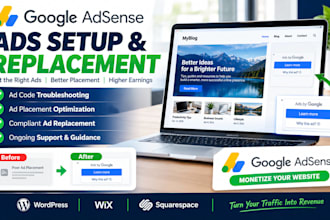 provide google adsense approval on websites, ad replacement, and fix rejection