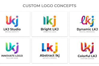 design a custom letter l, letter k, and letter j brand logo