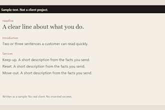write the homepage text for your local business