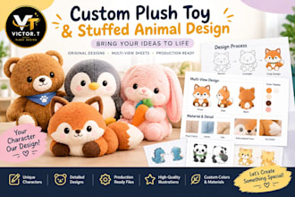 design a custom plush toy or stuffed animal for production