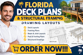 prepare florida deck plans and structural framing drawing layouts