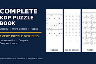 create a verified KDP puzzle book, sudoku, word search and mazes
