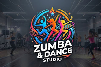 create a modern zumba and dance studio logo design