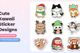 design cute kawaii stickers and printable sticker sheets