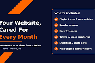 maintain, update and secure your website with a monthly care plan