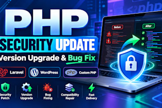 upgrade PHP version, fix errors and apply security patches