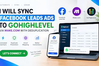 sync facebook leads ads to gohighlevel via make com with deduplication, make com