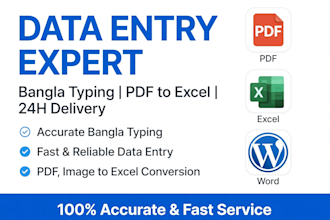 do accurate data entry and bangla typing