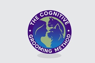 design unique human and cat dog cognition logo