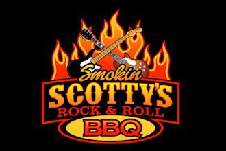 design rock roll themed barbecue restaurant logo