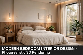 design modern bedroom, living room interior with 3d rendeing