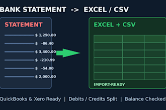 convert bank statements to excel or quickbooks ready CSV