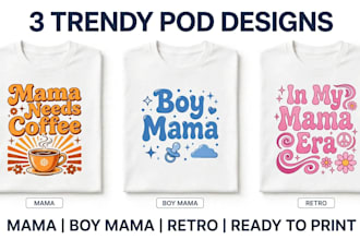 design 3 modern trendy pod t shirt designs for etsy and amazon