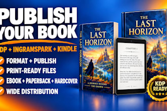 format and publish book on amazon kdp, kindle, ingramspark, ebook, paperback