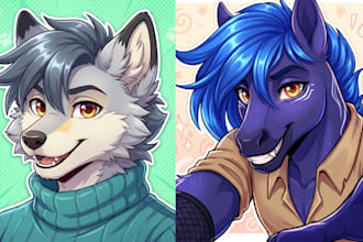 draw furry headshot, fursona headshot, anthro headshot, furry pfp, ych sticker
