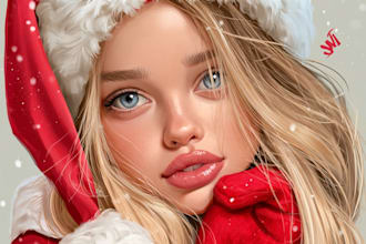 make custom christmas cartoon portraits and cards