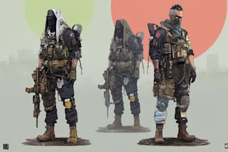create custom military character concept art for games
