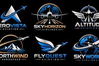 design a professional aviation, airplane, aircraft, flight, airline pilot logo