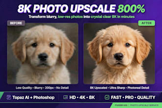 upscale your photo to 8k HD and remove background