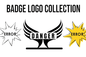 design modern wing badge and comic error logo