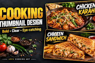 design eye catching cooking thumbnails for your food channel