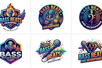 design a custom bass, beats, and microphone brand logo